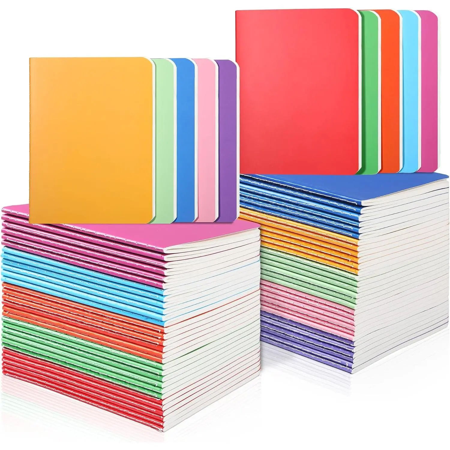 60-Pack Bulk Small Colorful Blank Notebooks with Blank Pages, A6 Compact Carry Pocket Notepads (10 Colors, 5.5"X4", 30 Sheets/60 Pages) for Students, Office School Supplies, Unisex