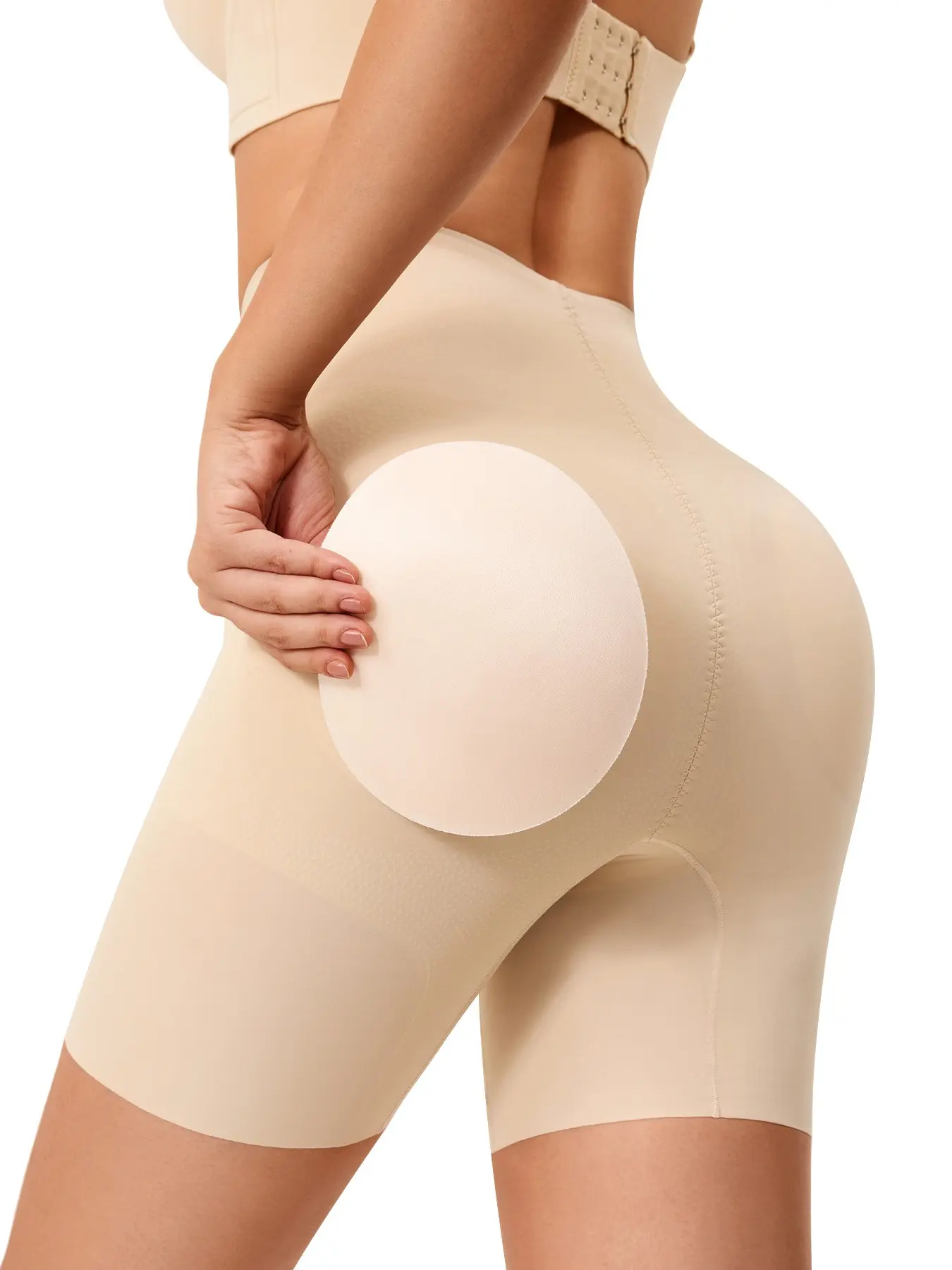 High Waist Invisible Shapewear Panties, Slimming Stretch Tummy Control Belly Control Butt Lifter, Detachable Single Hip Pad Seamless Smooth Shaping Pants