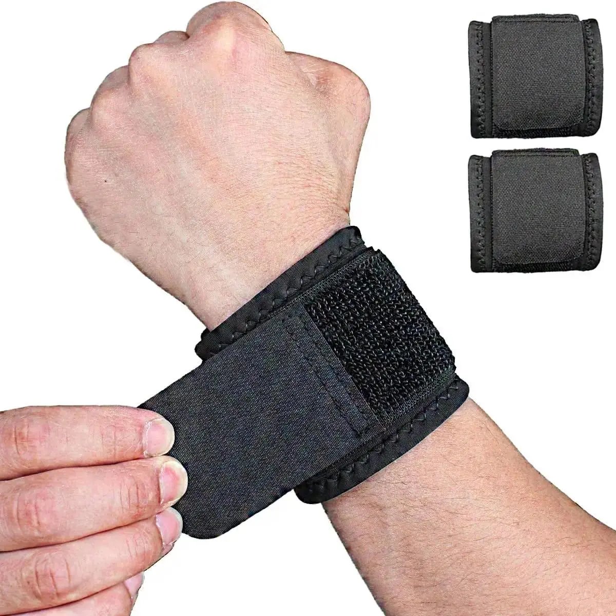 2-Pack Adjustable Wrist Wraps - Elastic Compression Hand Wraps for Weightlifting, Gym Training, Wrist Pain Relief, Flexible Fit, Hand Wrap