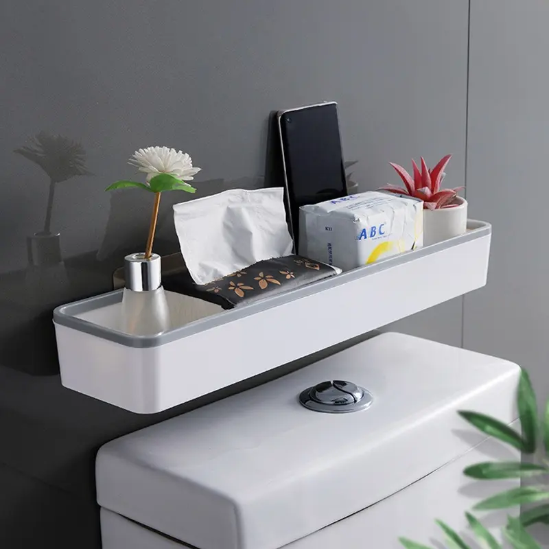 Wall Mounted Bathroom Shelf Over Toilet, Floating Storage Rack, Space Saving Organizer for Tissue Box, Phone & Decor