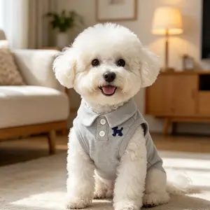 Spring and Summer Solid Color Polo Shirt Puppy Clothes Thin Breathable T-shirt Cat Vest Pet Clothing Skin Friendly and Delicate