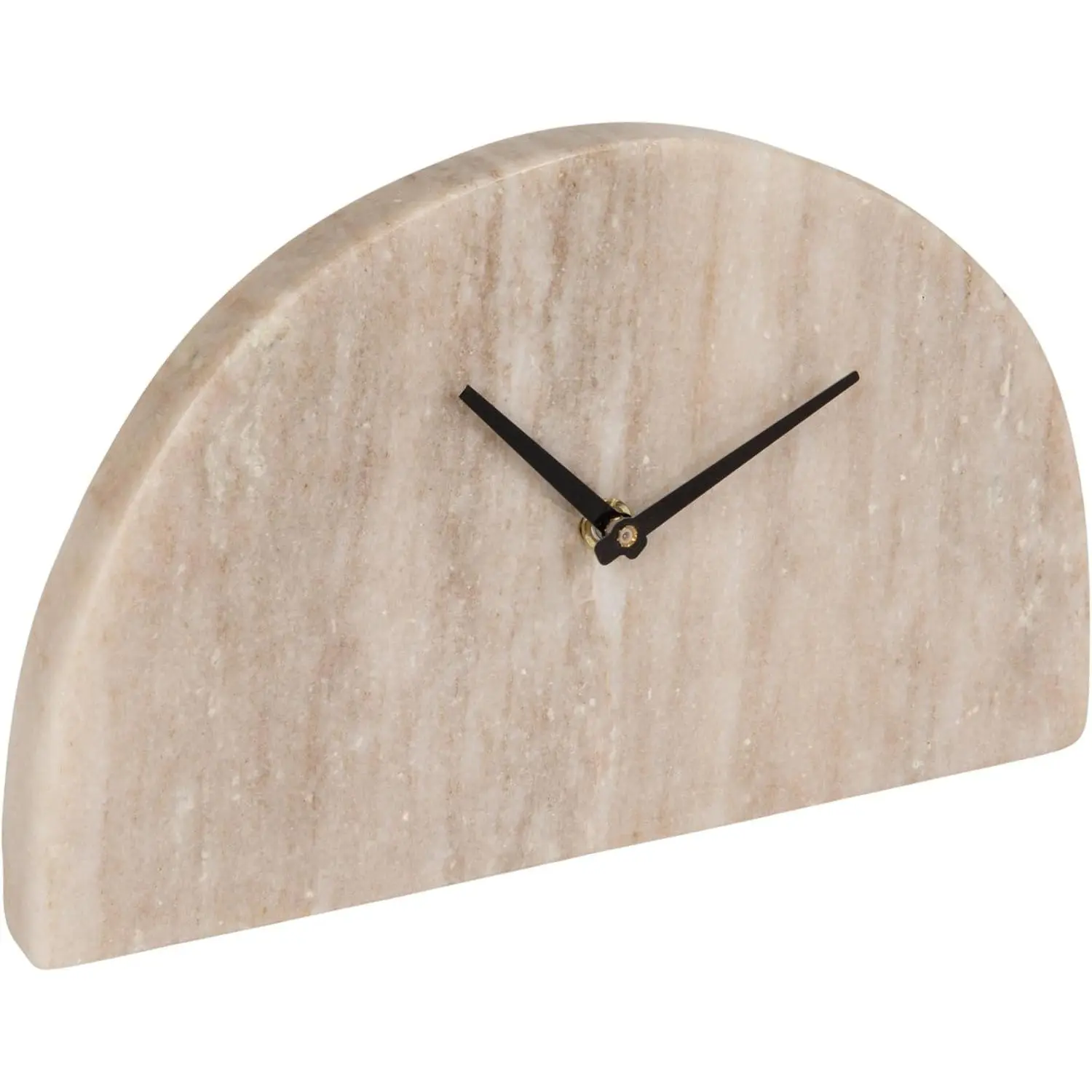 Decorative Half Moon Marble Mantel Clock, Beige and BlackGift