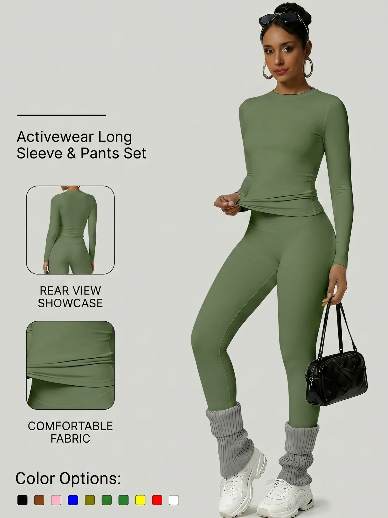 Women's Two-Piece Set Long Sleeve Top and Pants, Comfortable Round Neck T-Shirt + High Waist Slimming Leggings, Fall & Winter Casual Wear