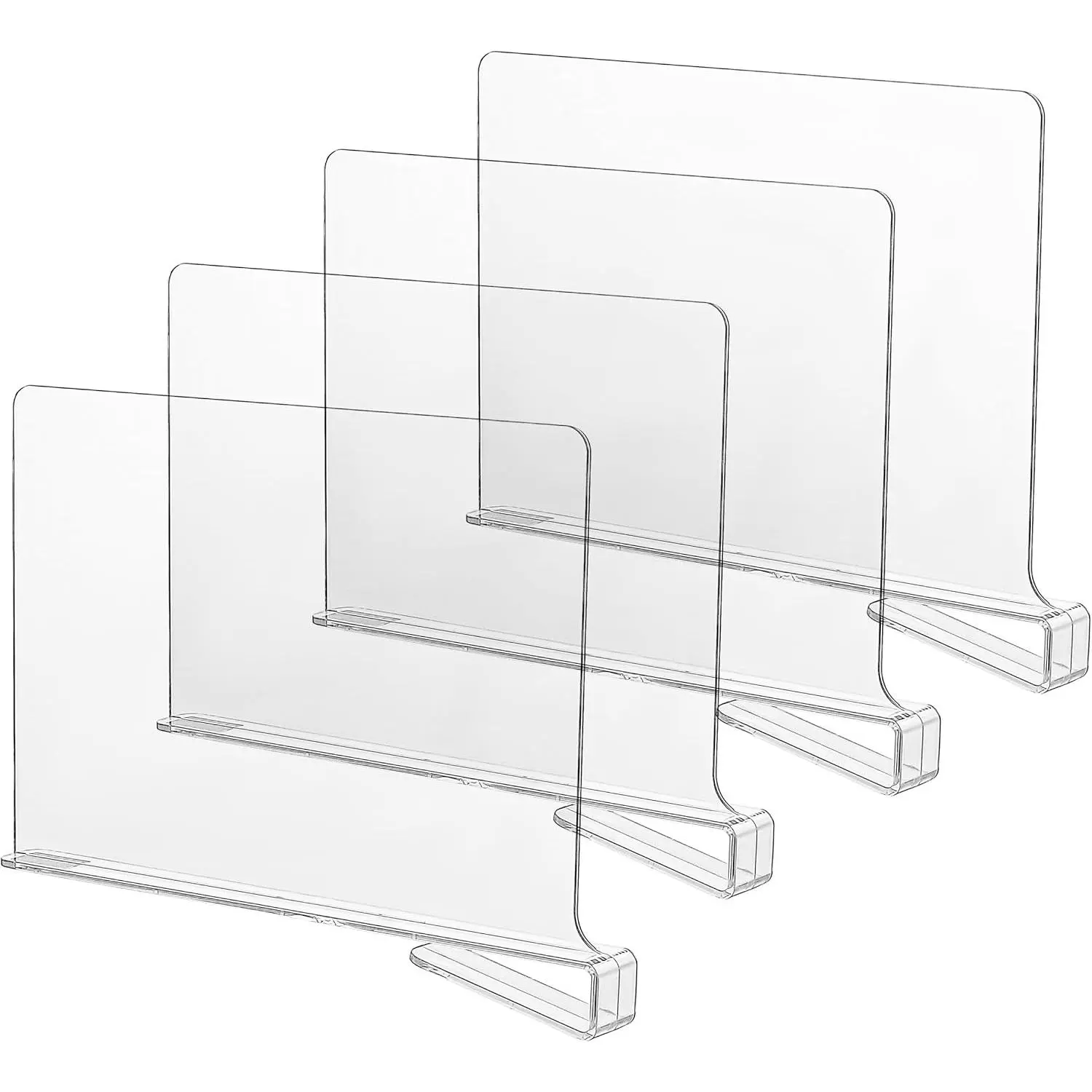 Acrylic Shelf Dividers for Closets, Wood Shelf Dividers, 4 PCS Clear Shelf Separators, Perfect for Clothes Organizer and Bedroom Kitchen Cabinets Shelf Storage and OrganizationGift