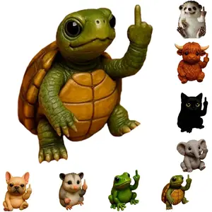 Fun Mini Middle Finger Animal Resin Statue, Cute Sassy Desktop Ornament, Funny Gag Decor Figurine for Car Office Home Prank Gifts