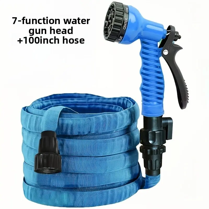 1 Set 100FT Expandable Garden Watering Hose, Outdoor Utility Style, Equipped with Adjustable High Pressure Spray Modes Nozzle, Adjustable Sprayer, Lightweight Portable Anti-Tangle Anti-Kink Rust-Proof Water Pipe with Rubber Washers, Ideal for Car Washing