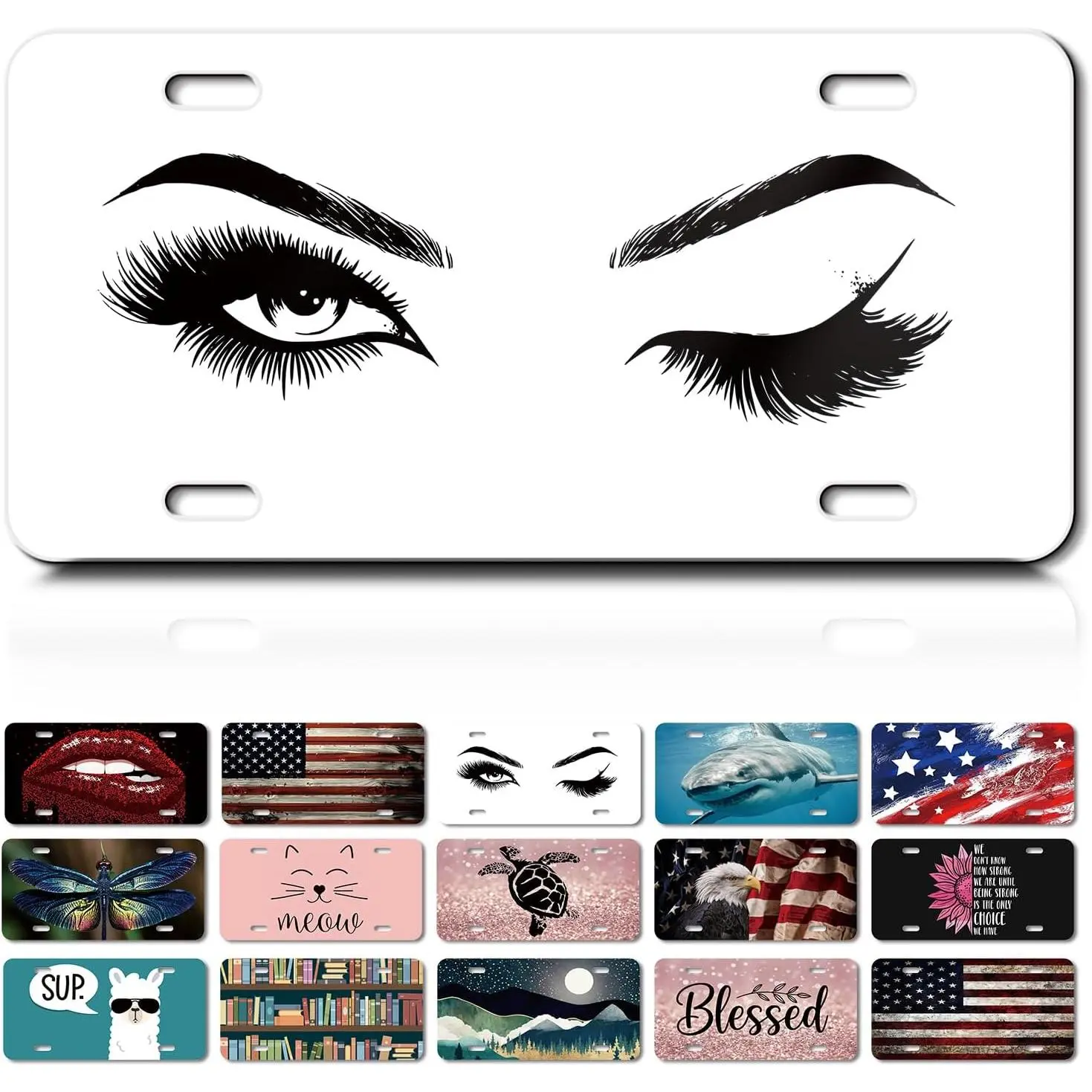 Women's Mysterious Eye Front License Plate, 6x12in Aluminum Novelty Cover with 4 Holes - Car Exterior Accessories for Car, Truck, SUV - Ideal for Her, Mom, Sister, Best Friend