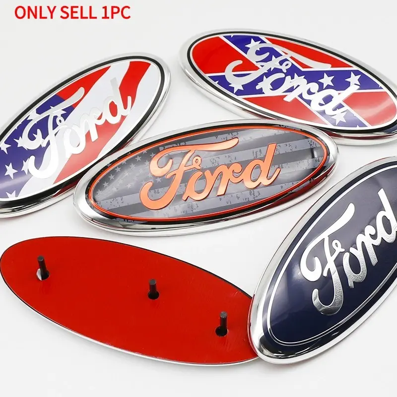 1PC 9-Inch Matte Black American Flag Oval Emblem, Front Grille Tailgate Replacement Badge for Ford F150 F250 F350 Ranger Explorer, 8.86-Inch Exterior Car Logo