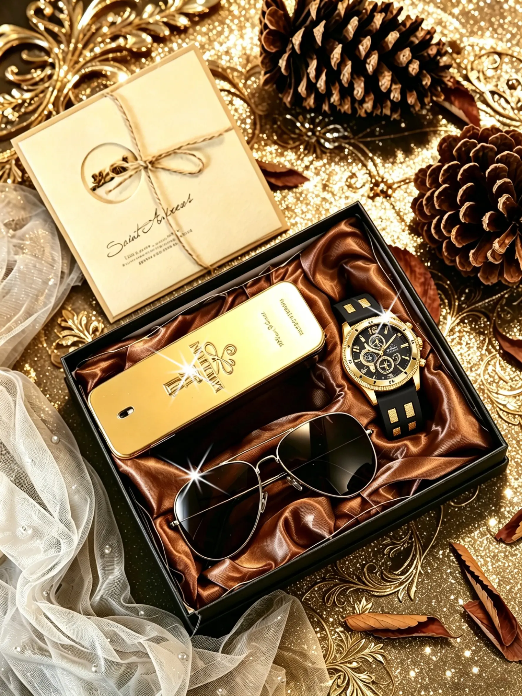 5pcs Men's Watch Sunglasses Set, Luxury Gift Box, Gift Idea, Business Casual, Fathers Day Gifts Set, Perfect for Dad, Boyfriend, Father's Day, Christmas, Graduation Gifts