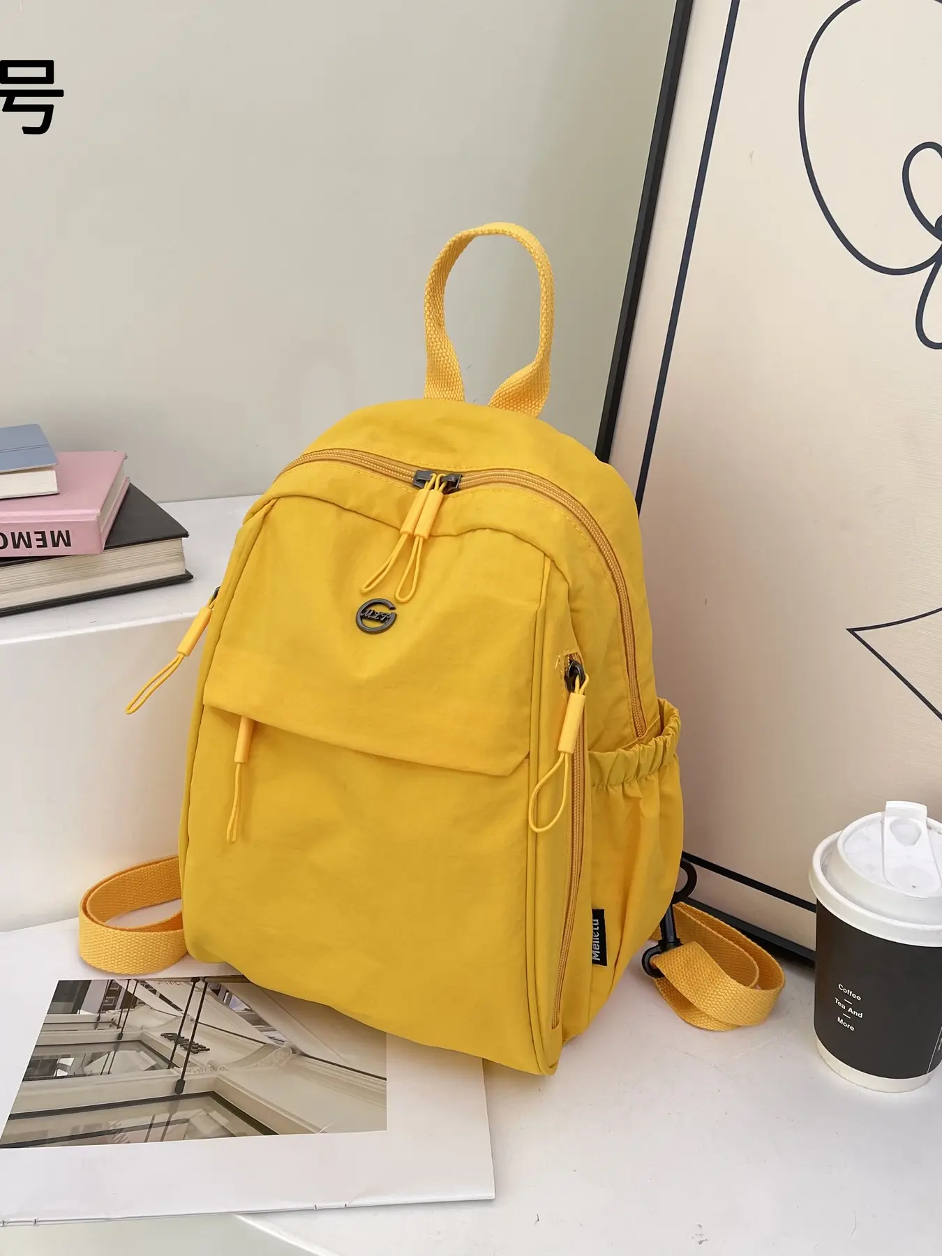 Lightweight Waterproof Nylon Small Casual Backpack for Women - Minimalist Solid Color Versatile Daypack, Multi Layer Storage for Daily Shopping Commute