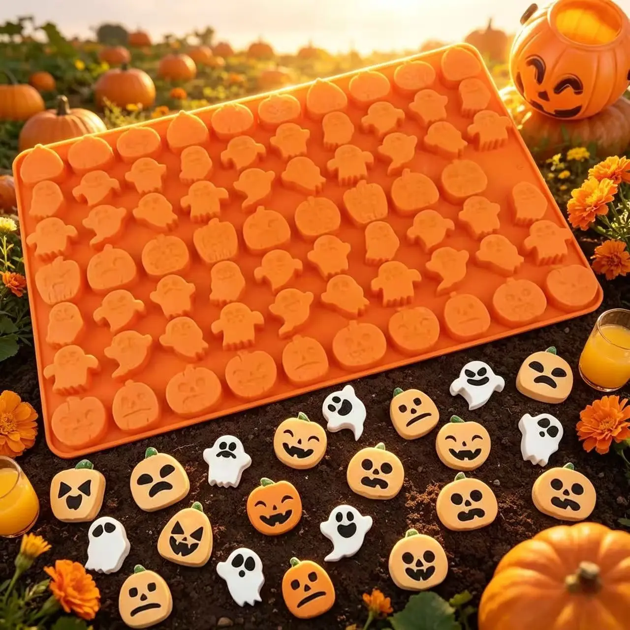 Halloween Pumpkin Silicone Mold, Chocolate Fondant Soft Candy Resin Molds, Baking Tools, Flexible Reusable Kitchen Accessories