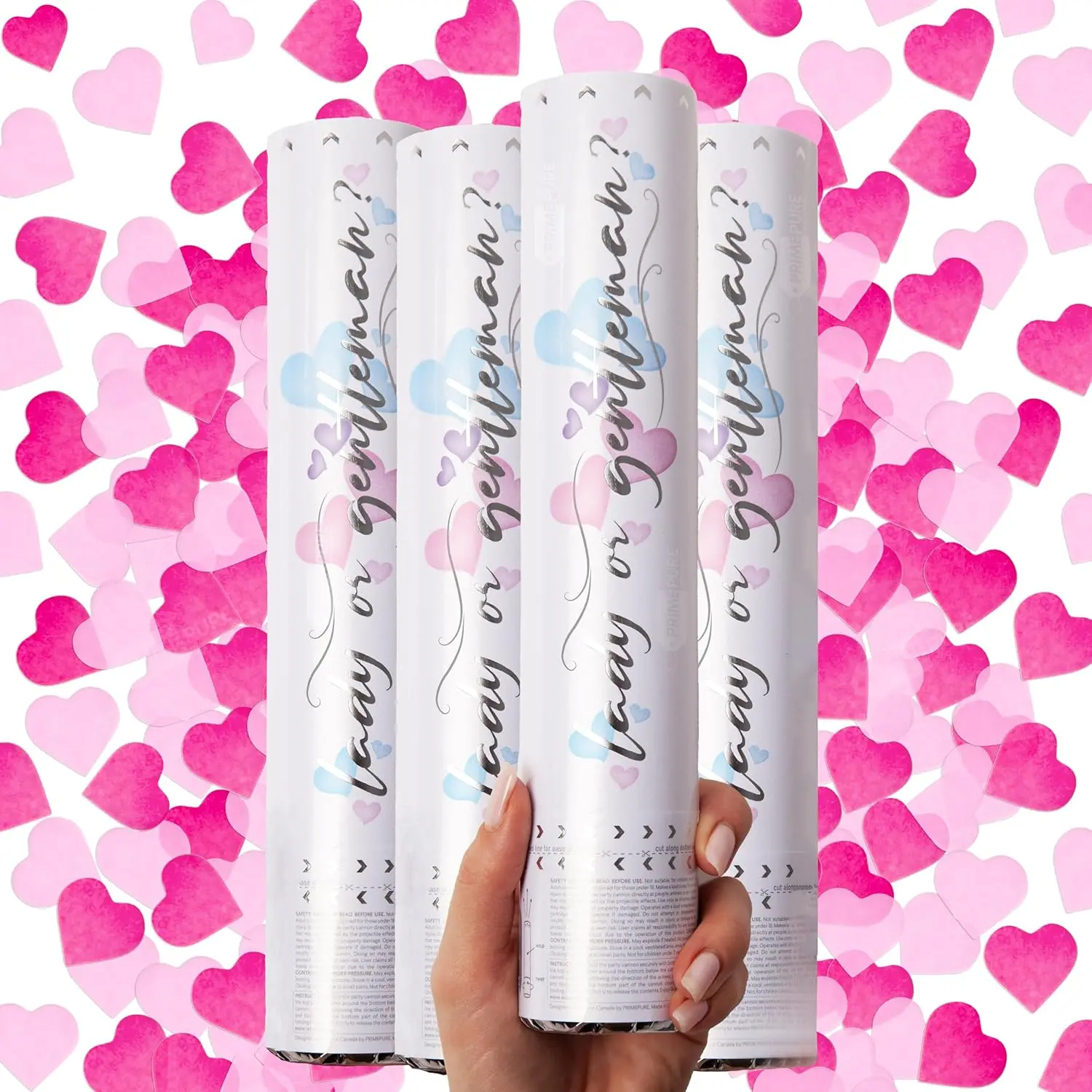 Gender Reveal Confetti, Biodegradable Pink Hearts, 4 Pack