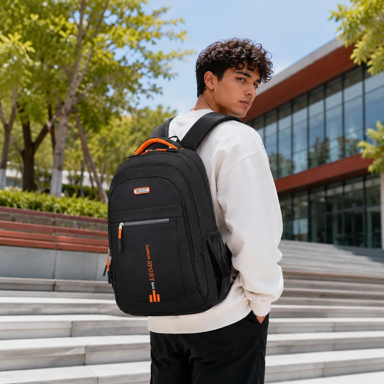 Large Capacity Waterproof Men Backpack with USB Charging Port, Laptop Daypack for Business School Hiking Travel, Multi Pocket Lightweight Backpack, Christmas & Birthday Gift for Men, Boyfriend, Husband, Dad