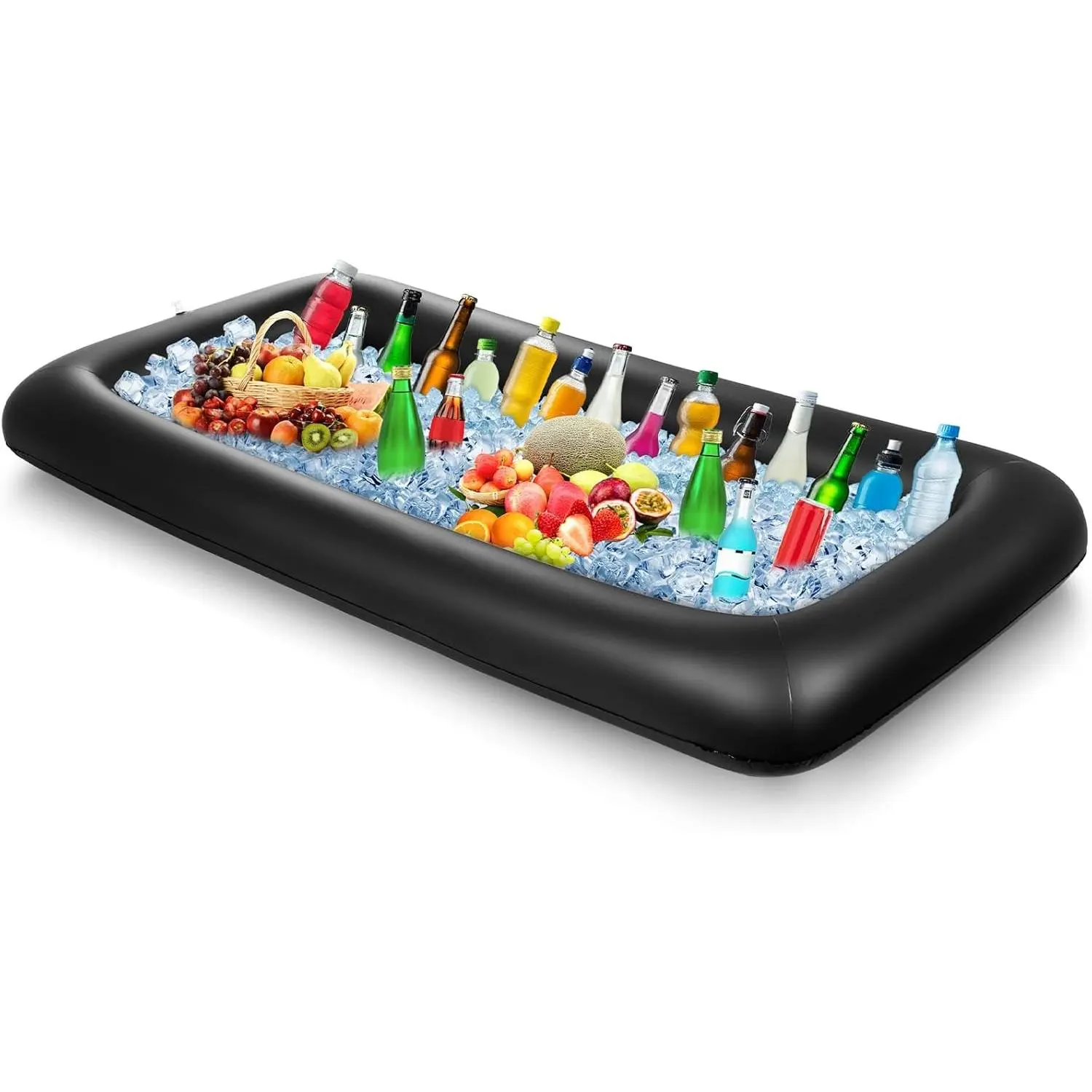 Basic Style Black Inflatable Serving Bar with Drain Plug, 52x24x5in Inflatable Ice Buffet for Party Food & Drink Cooling