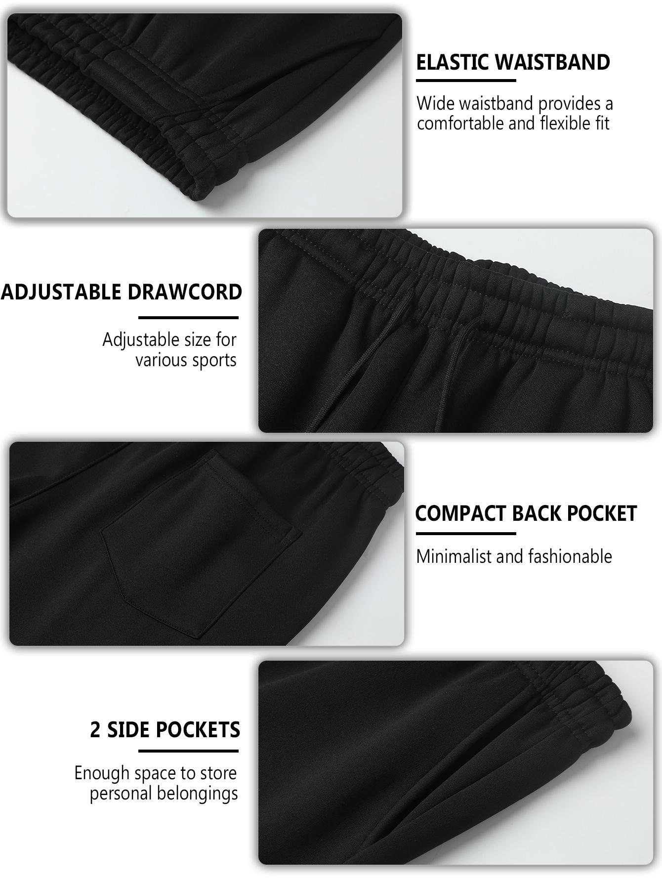 [2 Pack Solid Color Joggers] Men's Ankle-Length Sports Pants for All Seasons - Comfortable & Versatile Workout Running Sweatpants in Black Grey Beige & Dark Grey Two-Piece Set of Solid Color Sports Pants Made from Durable Polyester Fibers