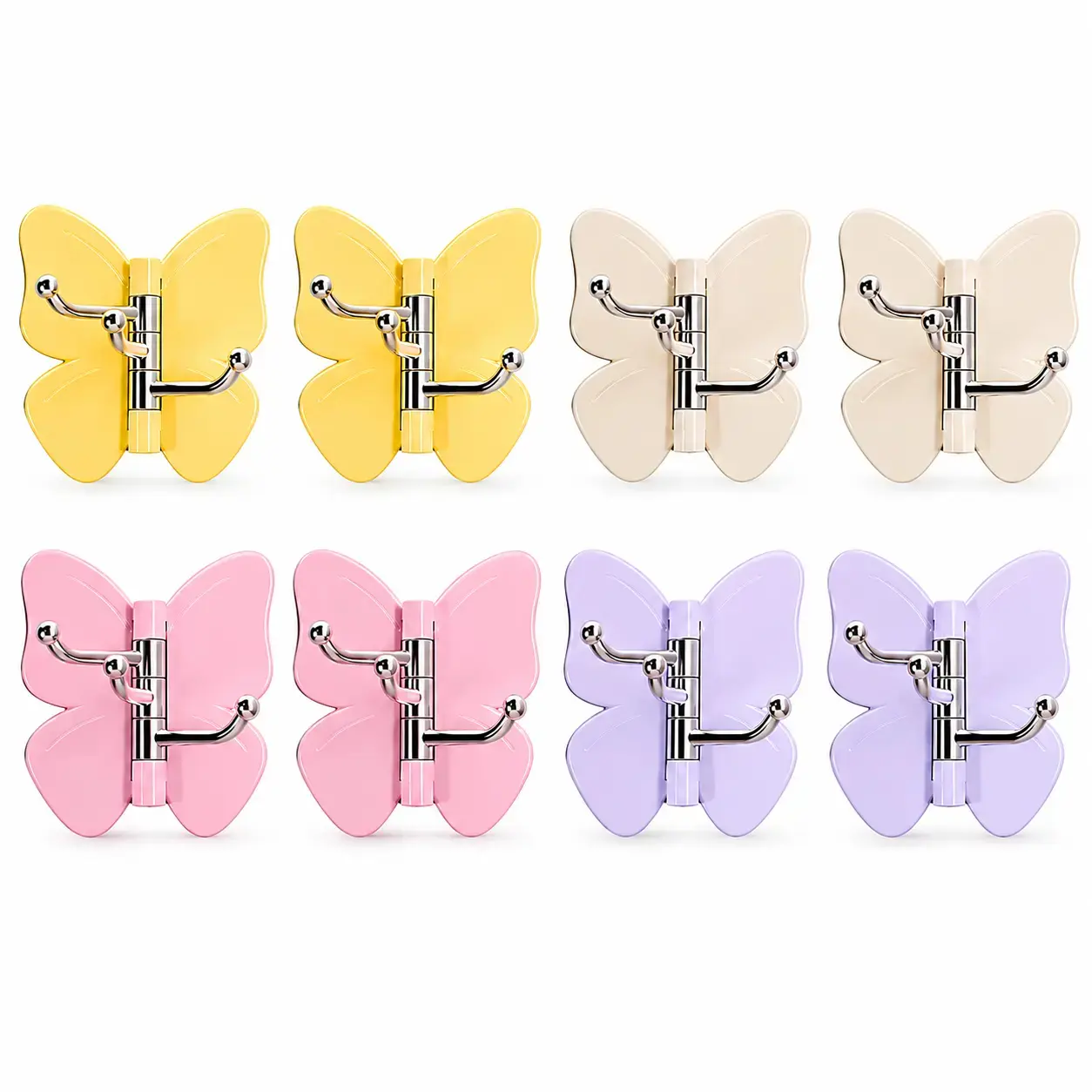 Rotatable Butterfly Adhesive Wall Hooks - No-Drill Heavy-Duty Self-Stick Organizer for Hanging Towels, Bags, Hats, Space-Saving Household Storage Solution