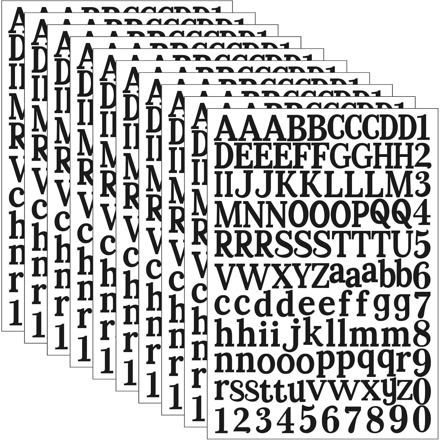1210 Pieces10 Sheets Letter Stickers Self-Adhesive Vinyl Letter Alphabet Number Stickers  for Signs, Door, , Busine, Address Number (Black)