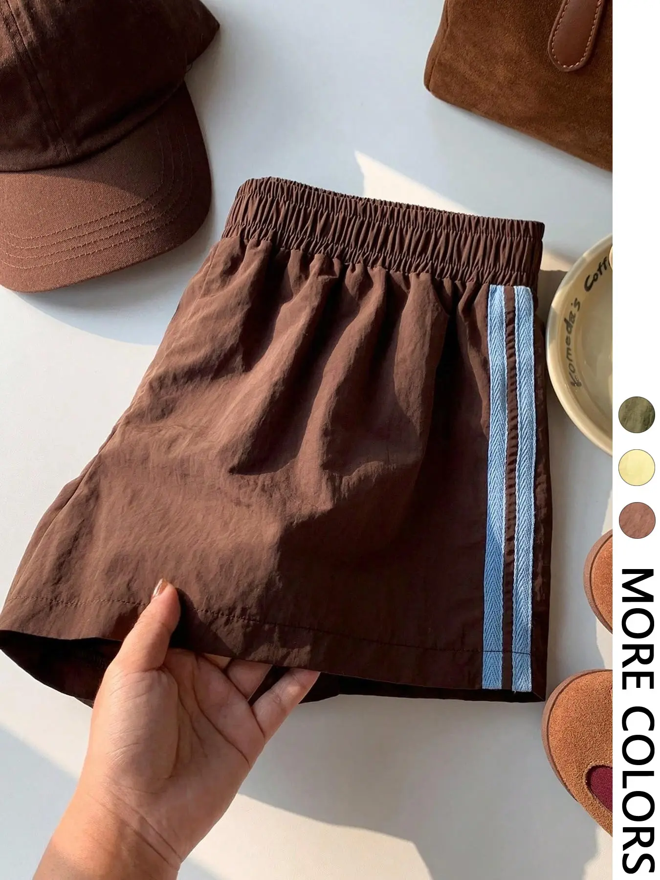 Striped Athletic Shorts for Women, Elastic Waist Loose Fit Quick-Dry Track Shorts, Casual Fitness Shorts, Casual Sports Bottoms, Y2K Athleisure Style for Gym & Daily Running Wear