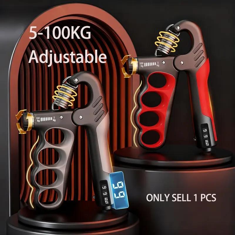 Adjustable Resistance Hand Grip Strengthener, 11-220 Lbs, Auto Counter, Ergonomic Design, Forearm Strength Trainer