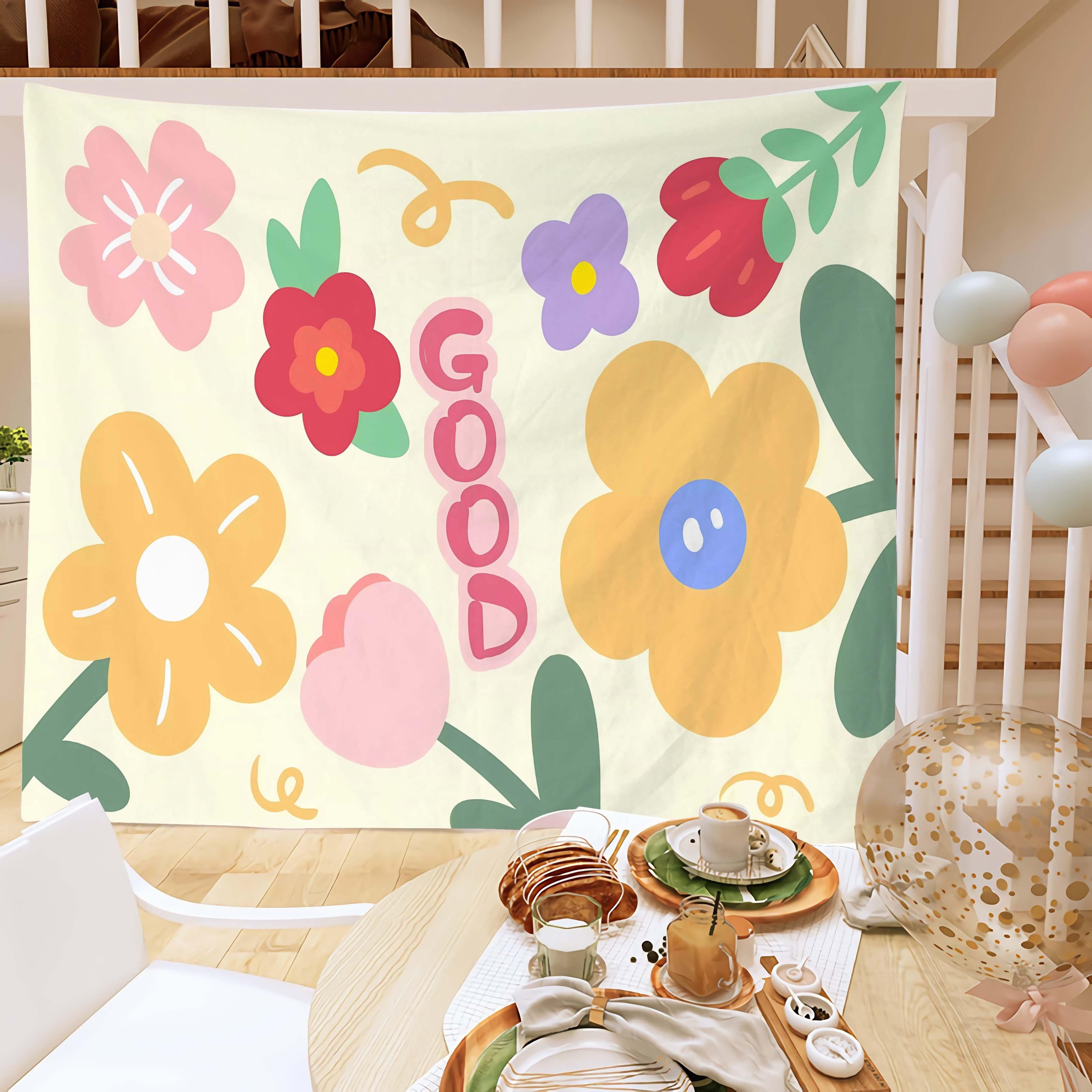 1pc "Light and breathable flower-patterned cotton velvet tapestry, suitable for elegant and simple room decoration with a beautiful and artistic touch. It is a lovely and environmentally friendly fabric background for birthday party decorations." funny 1pc "Light and breathable flower-patterned cotton velvet tapestry, suitable for elegant and simple room decoration with a beautiful and artistic touch. It is a lovely and environmentally friendly fabric background for birthday party decorations." funny