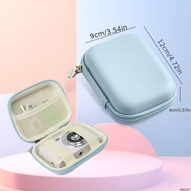 Portable Mini Digital Camera Storage Bag, Camera Accessory, Shockproof Hard Shell Ccd Camera Protector, Mesh Pouch Slot, Travel Organizer for Data Cables and Memory Cards