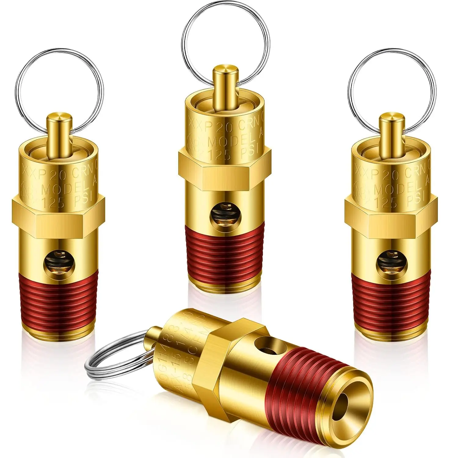 4 count 1/4" Male 125 Psi Npt   Valve Air Compressor Check Brass Safety Valve