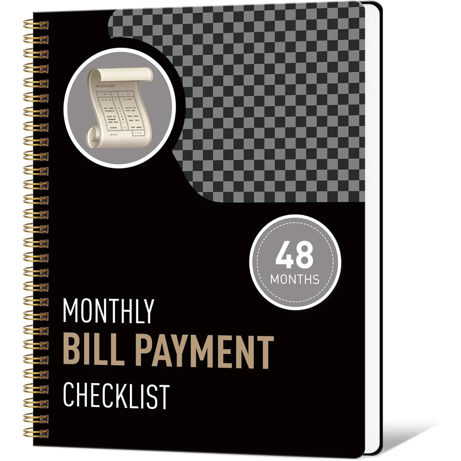 Monthly Bill Payment Checklist, 4-Year Financial Planner & Bill Organizer | 960 bill records with income and expense , debt payoff logs and savings goals for budgeting and  management