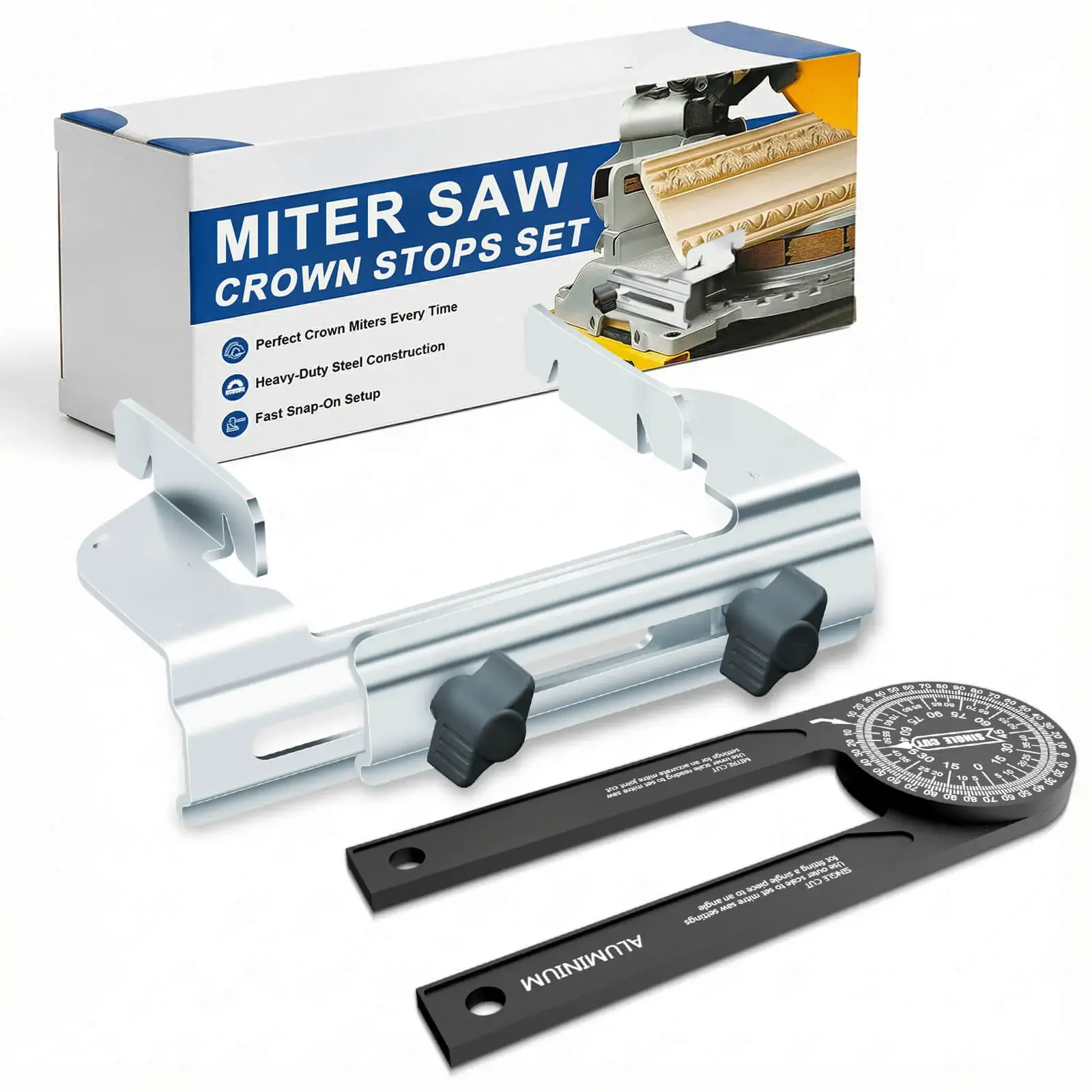 Miter Saw Crown Stops & 360 °   Aluminum Protractor Tool Kit, Crown Molding Jig for DEWALT DW703 DW706 DW715 DW716 DW718 DWS780, Angle Finder for Trim & Carpentry