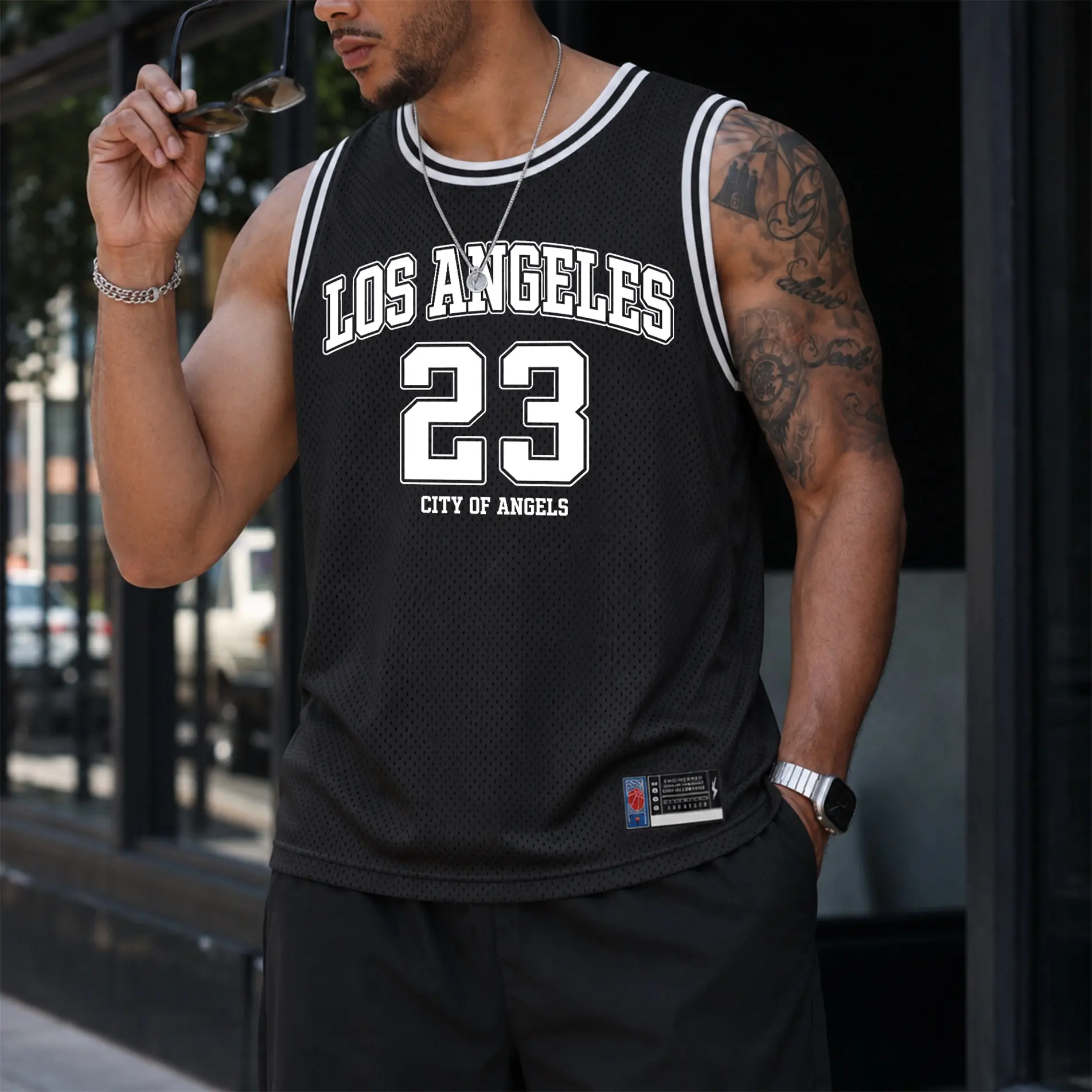 Men's Retro Graphic Jersey Set, Loose-Fitting Colorblock Tank and Shorts, Breathable Sporty Mesh for Casual Athleisure, Dynamic Athletic Cut, Machine Washable, Male, 3Xl, Quick Dry, Sleeveless, Mesh Fabric, Multi-Size, Dry Clean, Athletic Wear