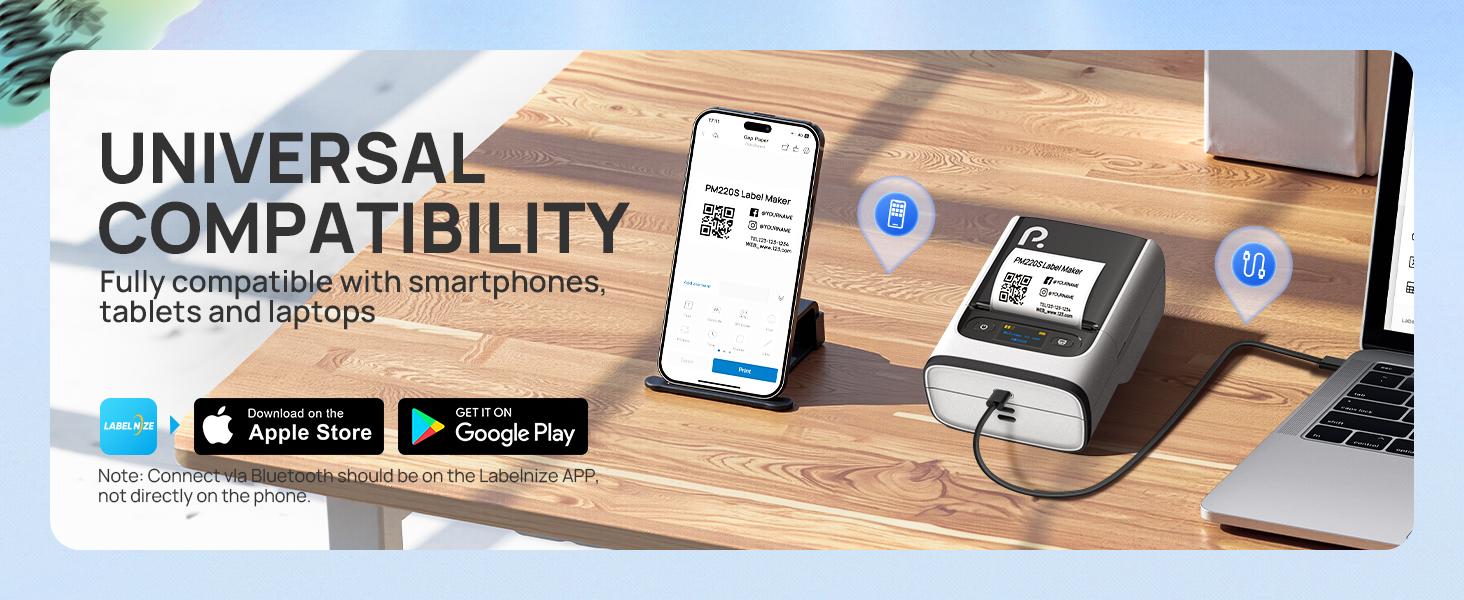 Label Maker Machine For Tape, 2 Inch Bluetooth Thermal Label Printer, Portable Sticker Printer For School, Office, Home, Business, Label Maker For 2'' x1.18'' Labels, White