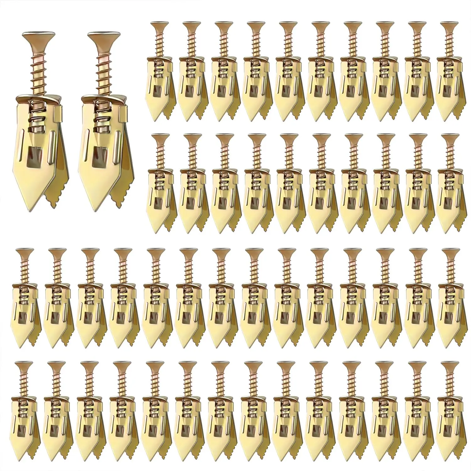 100 count Self-Drilling Anchors with Screws – No Drill Needed Drywall Anchors Kit, Heavy Duty Wall Anchors for TV, Cabinets, Shelves, Curtain Rods, Bikes,Sheetrock, Gypsum Board (50 Anchors + 50 Screws)
