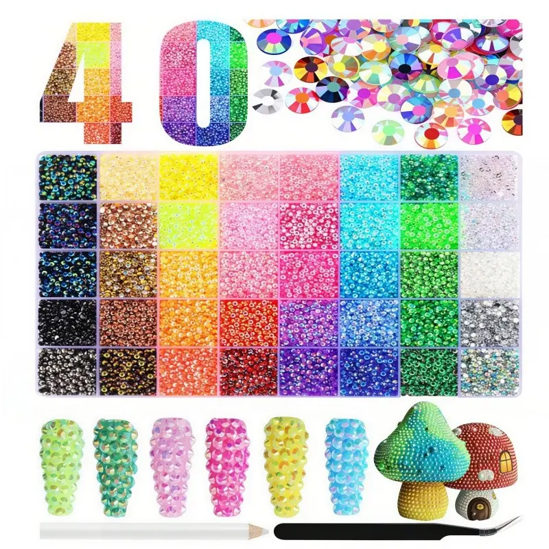 DIY Diamond Bedazzling Glitter Kit with 3mm Mixed Resin Rhinestones & B7000 Glue, Perfect for DIY Crafts, Clothing, Nail Art Supplies