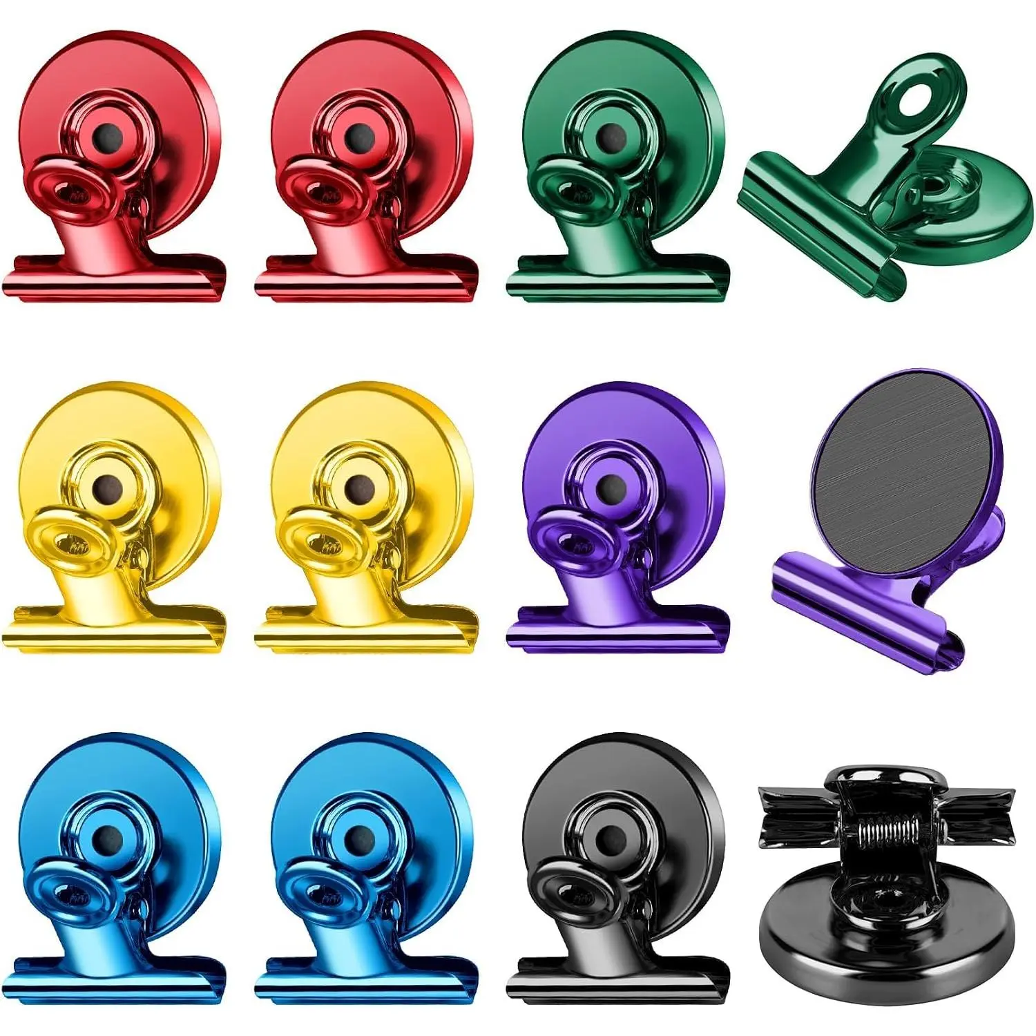12 Pack Magnetic Clips for Picture Hanging and Photo Display, Strong Scratch-Free Heavy Duty Magnet Christmas Light Clips for Refrigerator, Sculptural Picture Frame, Whiteboard, Office, School
