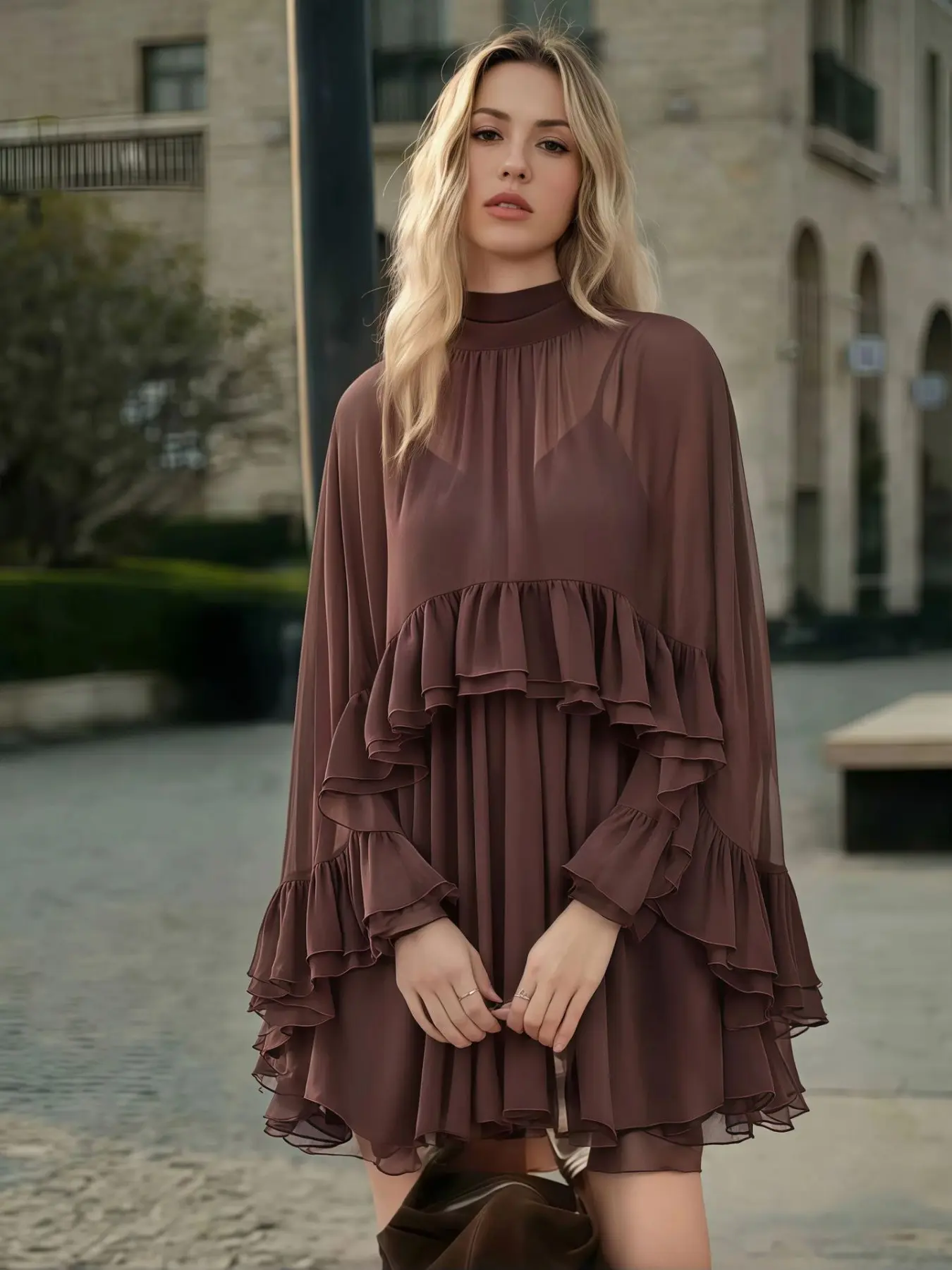 Elegant European and American Style Ruffled Dress Set, Fashionable Inner Wear Tank Top Two-Piece, New Arrival 2026 Collection
