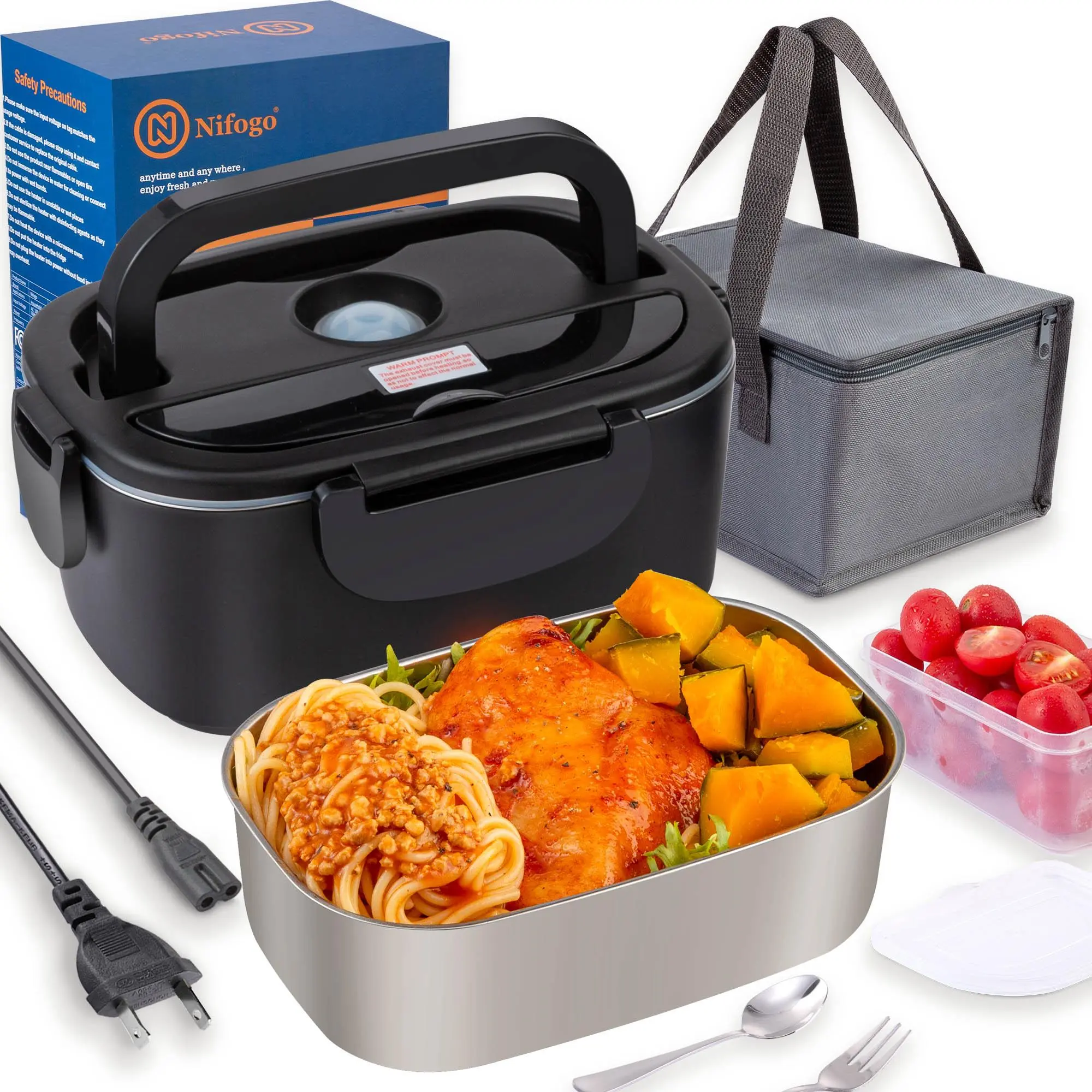 Luncheaze Electric Heated Lunch Box, 100W Quick Food Warmer, 12V Truck 110V Office Lunchbox for Working Men Loncheras Electricas car guy gift