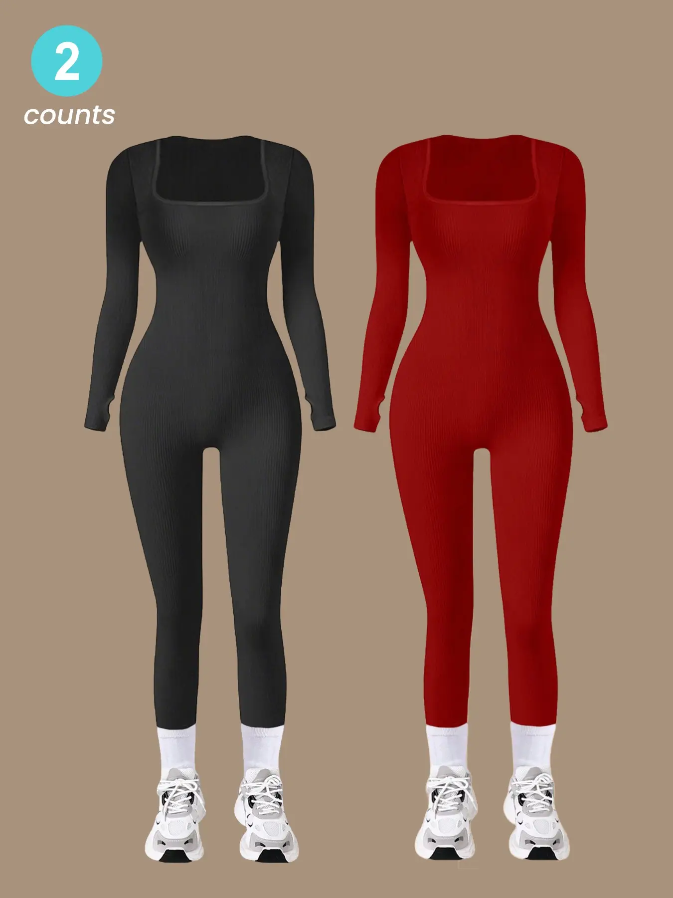 Women's Fall Winter Long Sleeve Seamless Bodysuit, Fitness Gym Wear, Yoga Dance, Daily Casual Clothing