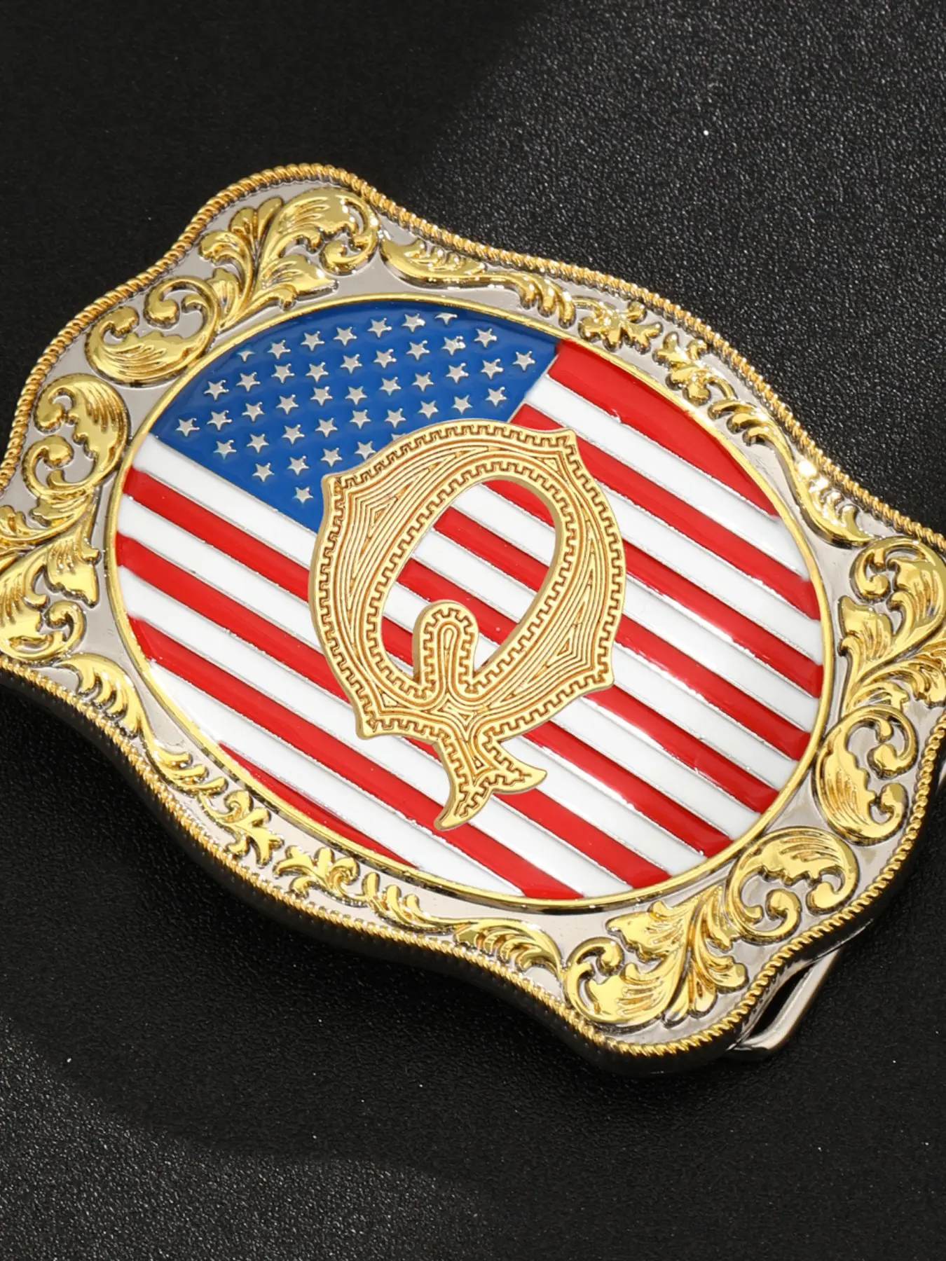 Western Cowboy Style Belt Buckle, Letter A-Z Initials, American Flag Engraved Vintage Belt Buckle, Casual All Seasons Accessory