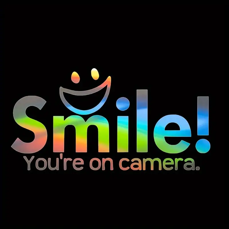 Smile You're on Camera Window Sticker, Safety Warning Sticker, Fun Front Door Sticker, Entrance Alert, Secure Your Space, Decorative Stickers