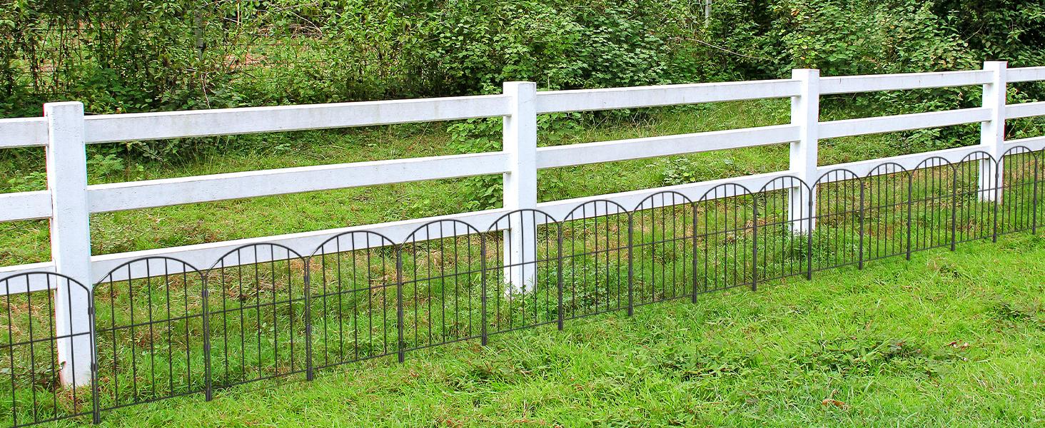 VANCASTLE 12.6x24 inch Decorative Garden Fence Outdoor, Total 10.5ft (L)x24in (H)/26ft (L)x24in (H), Rustproof Metal Landscape Barrier Fence, Black Fence for Yard, Patio Lawn, 10/25 Panels