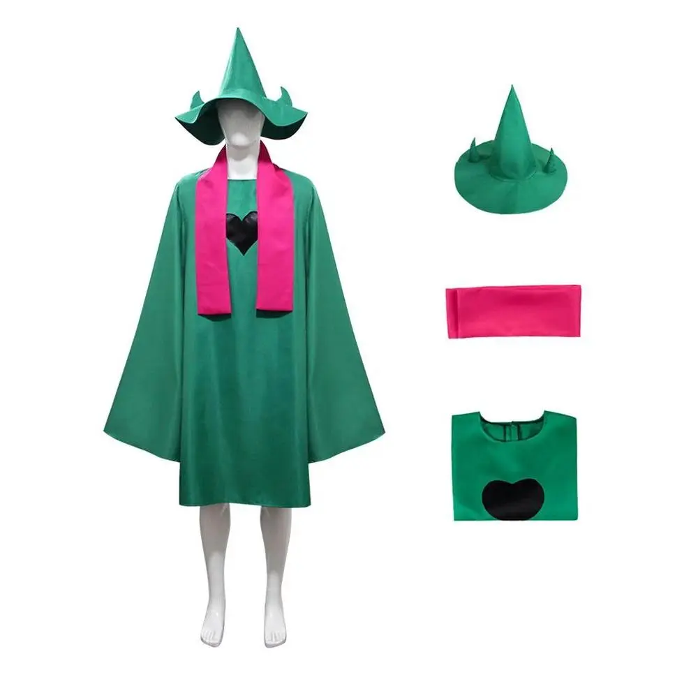 Undertale Ralsei Cosplay Hoodie Cloak Top Deltarune Cosplay Cape Outfit With Hat Scarf      Halloween Costume
