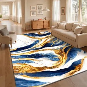 Local Delivery Multi Sizes Velvet White Gold Blue Marble Swirl Fluid Vein Rug Washable Non Slip Boho Farmhouse Runner Nursery Indoor Decor Rug