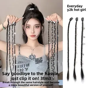 Wig Braids Female Boxing Fishbone Braids Ponytail Babes Simulation Braided Hair Twist Braids Dirty Braids Clips Fake Braids