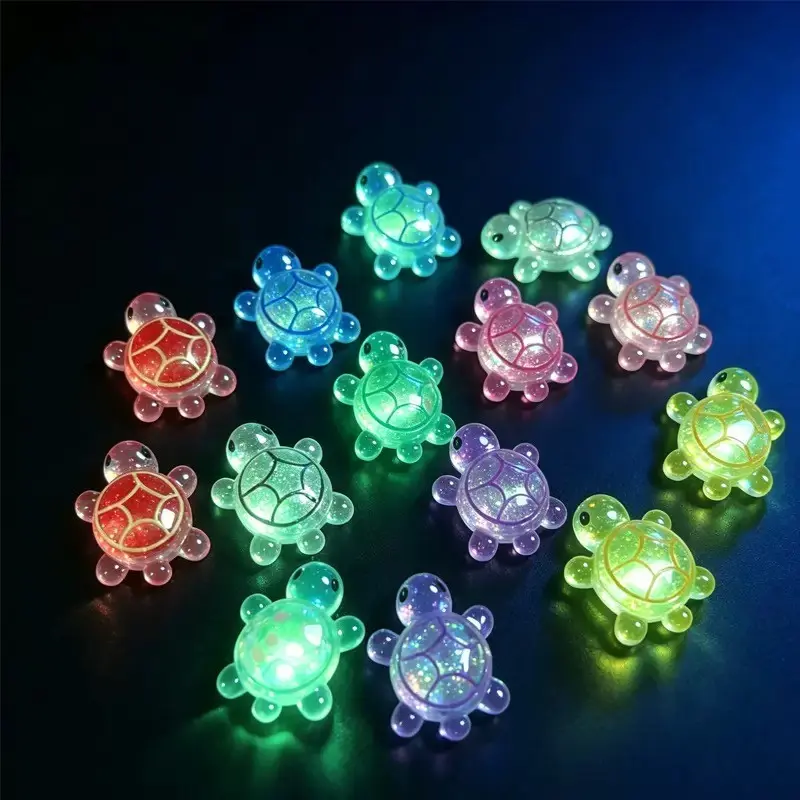 20 New Glitter Turtle Figurines, Random Colors, Transparent Resin, DIY Aquarium Decor, Micro Landscape, Small Display Items, Fun Kawaii Decoration