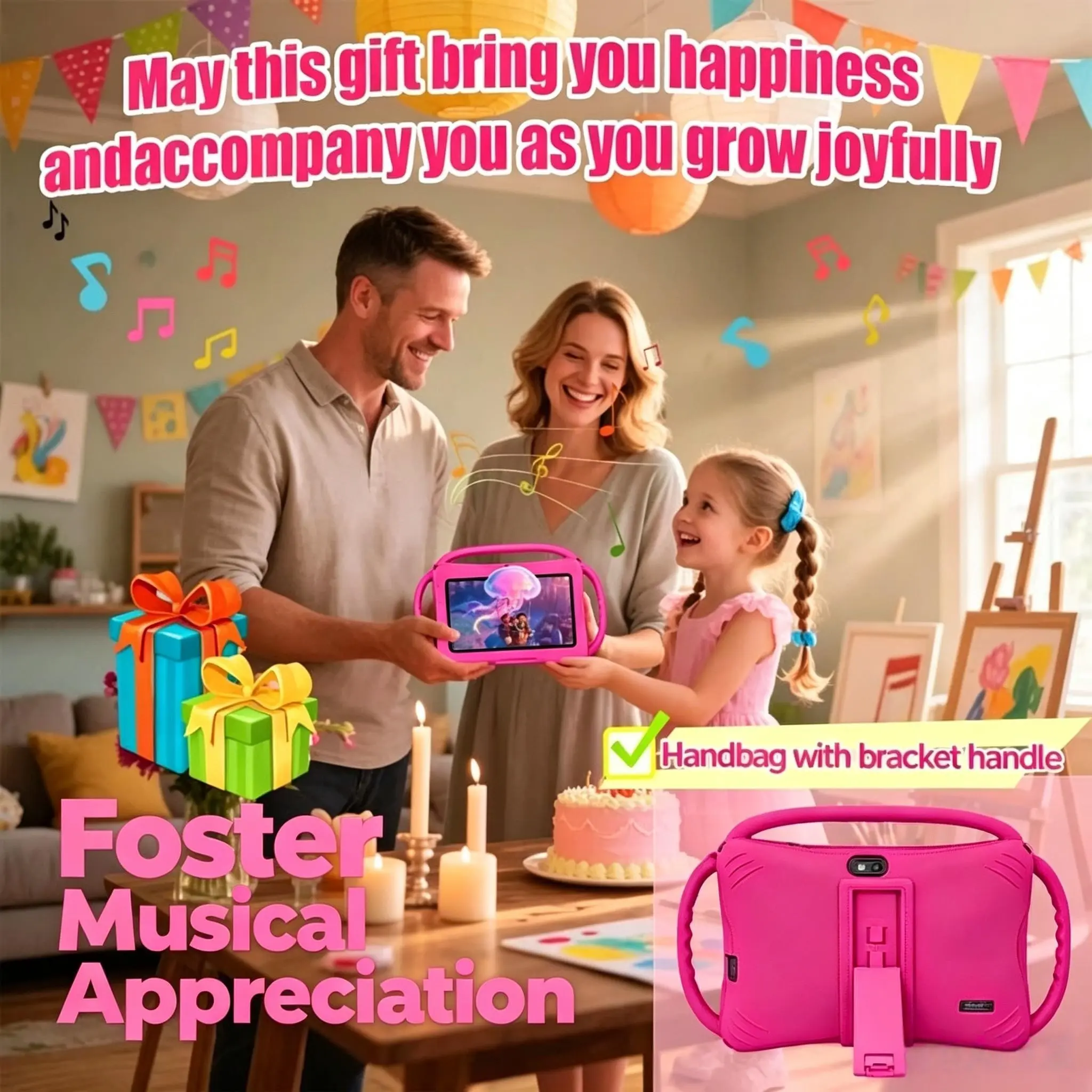 2026 New Toddler Android Digital Learning Tablet, Parental Control, Dual Cameras, WiFi, 7-Inch Kids Tablet, Shockproof Case, Best Gift