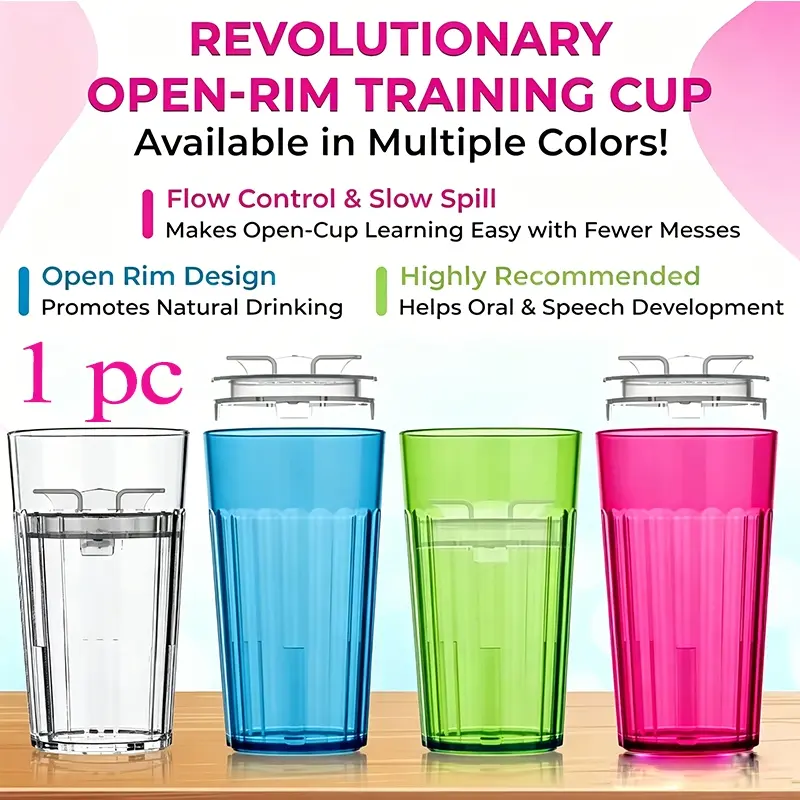 Set of 1 Montessori smart cup Drinkware Tumbler for toddlers' drinking learning, slow-opening anti-spill design, 360° flow control, BPA-free