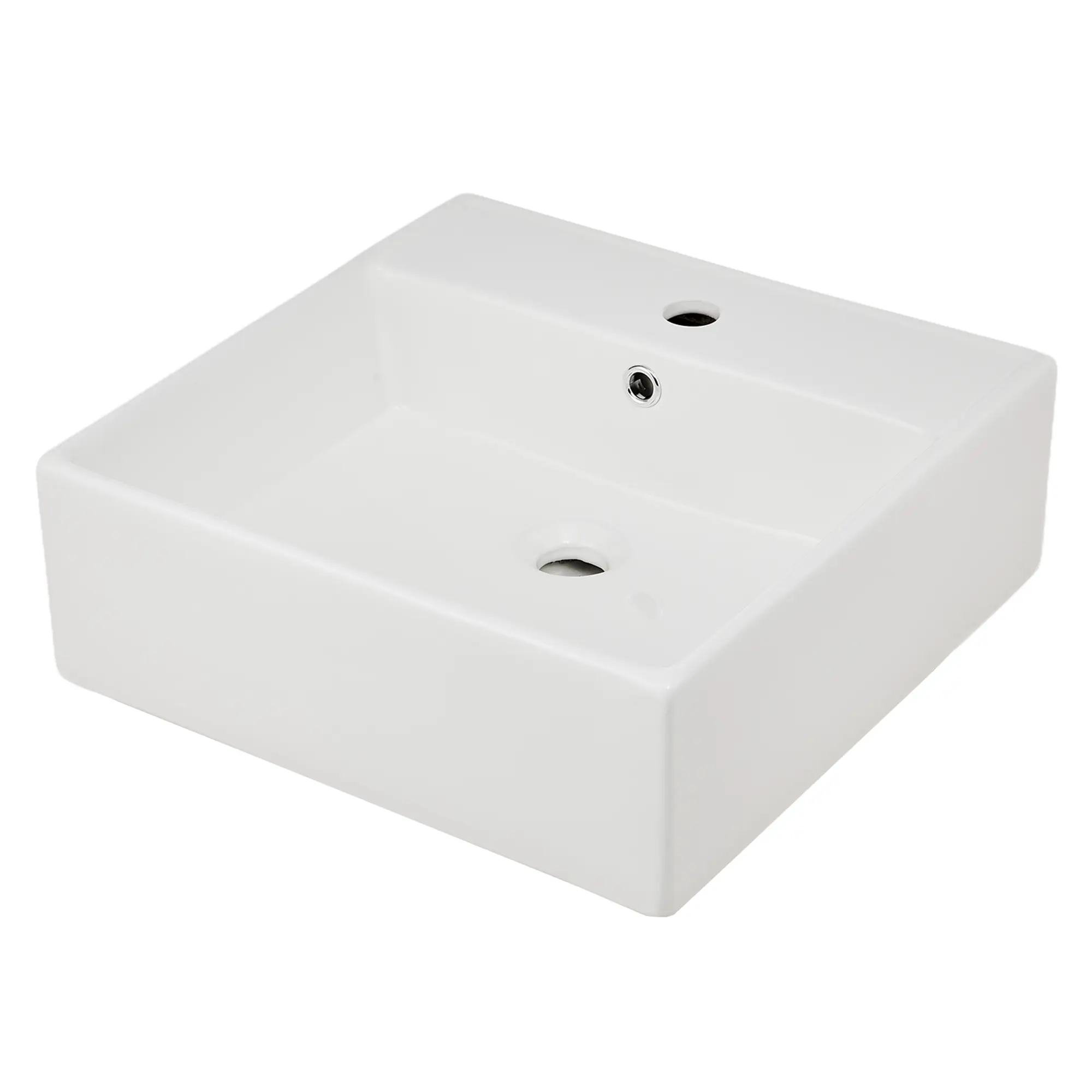 Modern Rectangular Ceramic Bathroom Basin basin – Countertop or Wall Mount Vessel – Stylish, Durable & Overflow Feature