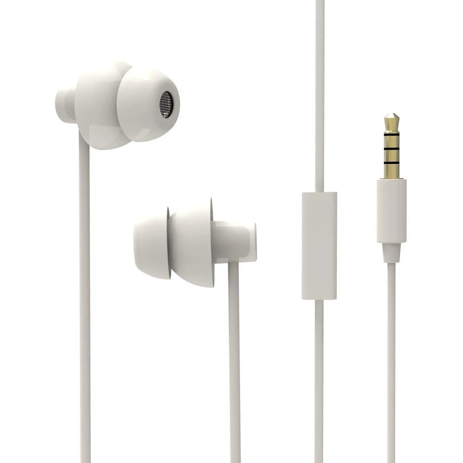 In-Ear Cabled Link Sleeping Headphones with Mic - Soft Soundproof Earplug Earbuds, Noise Cancellation, Protection for Side Sleepers, Crisp Audio for MP3 Devices/Tablet, 3.5mm Connector, White