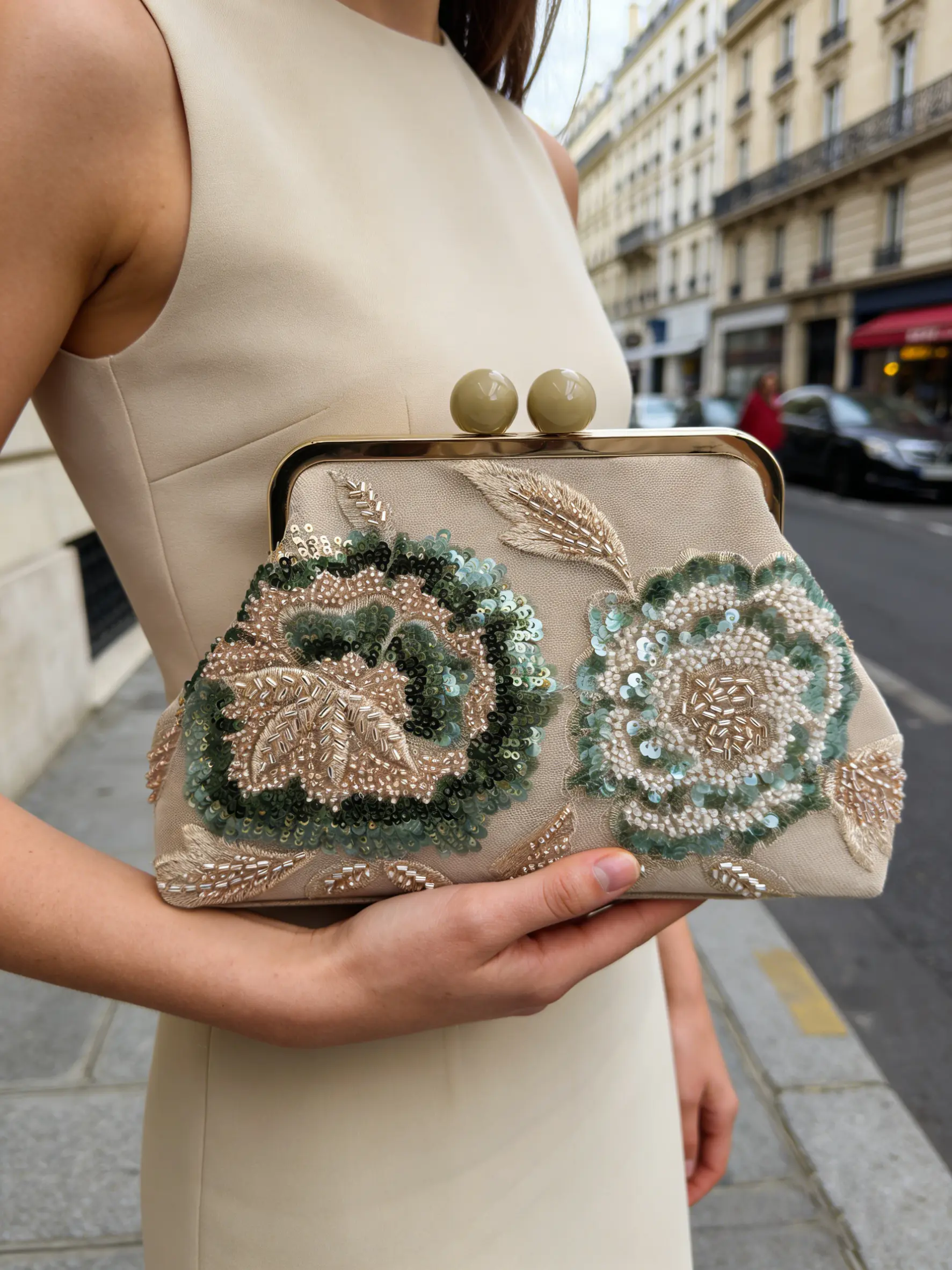 Handmade Beaded Clutch Bag, Embroidered Floral Sequins, Evening Bag, Women's Handbag, Party Purse, Wedding Gift, Elegant Stylish Purse, Detachable Chain Strap