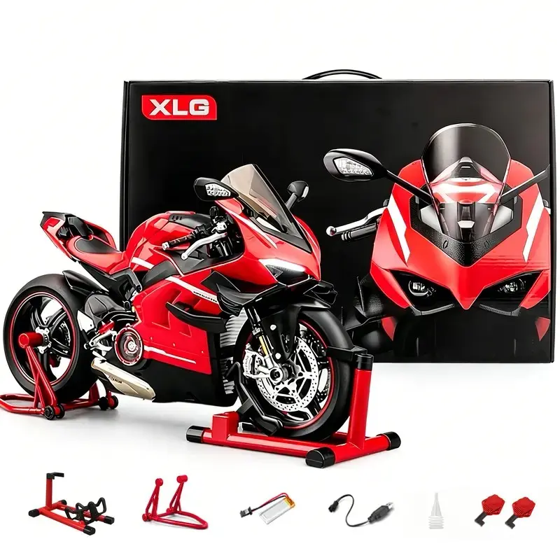 Xlg Electric Motorcycle Model, Alloy Dynamic Toy with Sounds and Lights, Kids and Adults Gift, Bedazzling Motorcycle Toy