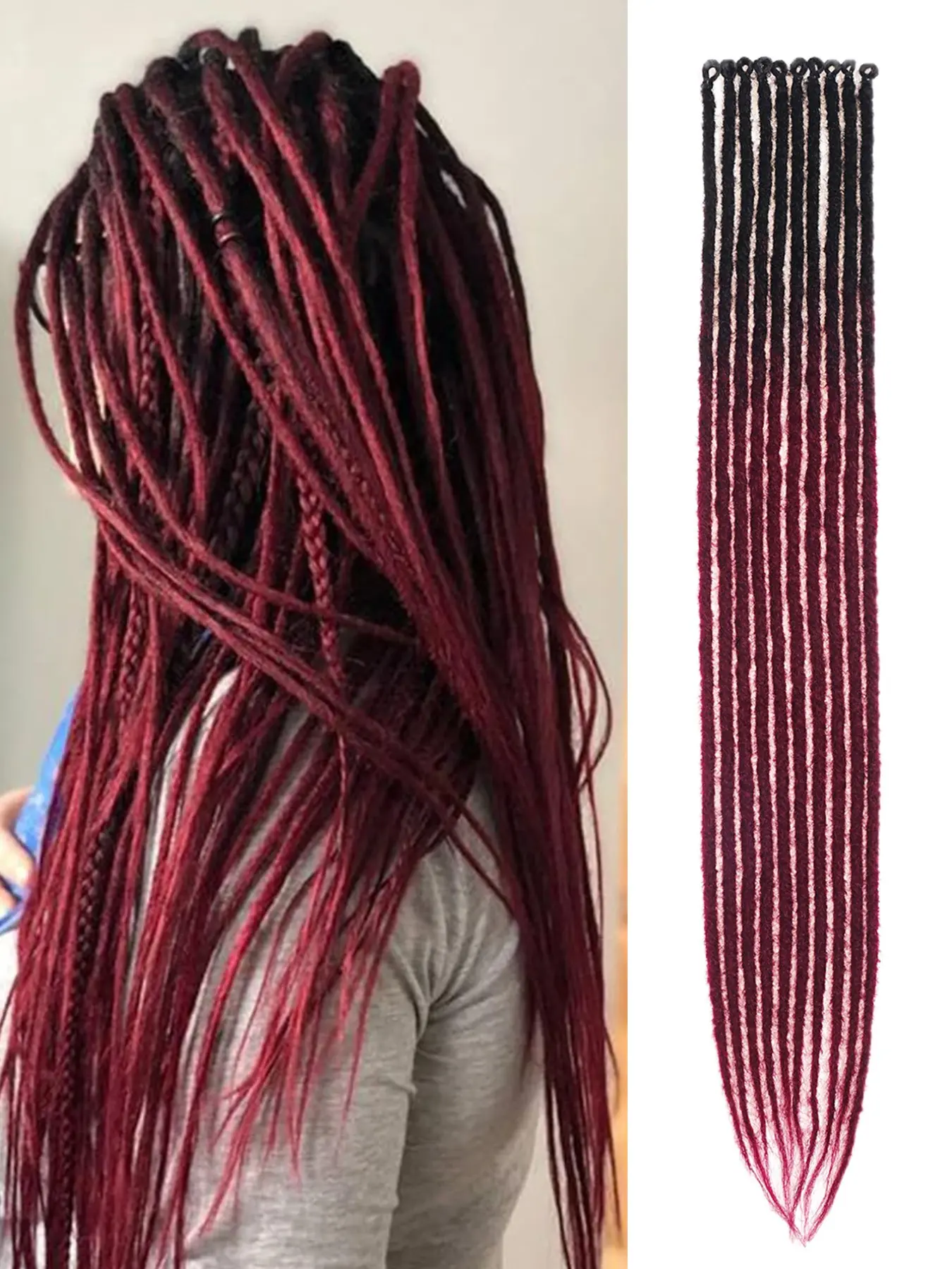 24 Inch Synthetic Faux Locs Dreadlock Extensions 10 Strands Hippie Single Ended Dreads Ombre Blonde 0.6 cm Width Loc Extensions Reggae Style Crochet Hair Synthetic Soft Dreads for Women Christmas New Year Carnival Music Festival